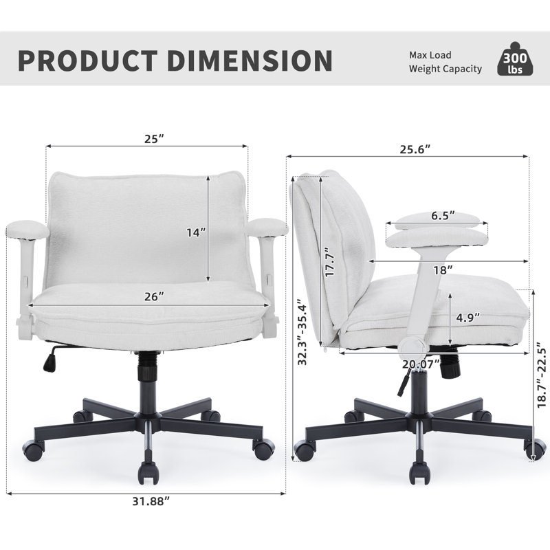 Hokku Designs 2 pieces Velvet Cross Legged Office Chair With Hokku Designs 2 pieces Velvet Cross Legged Office Chair With